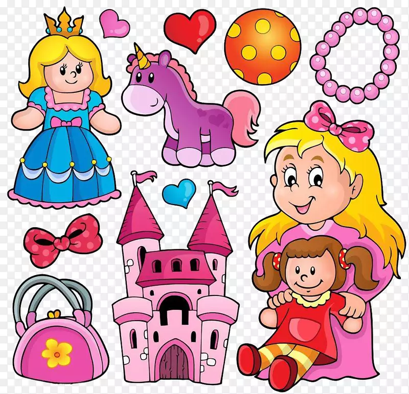 玩具皇室-免费剪贴画-手绘公主蓬松裙