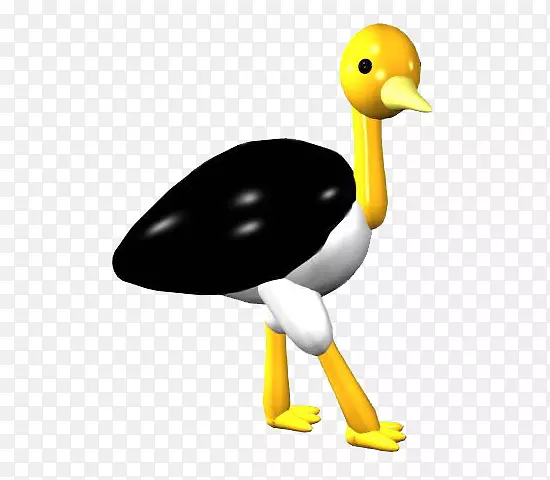 鸭公鸵鸟三维计算机图形.鸵鸟的黑色翅膀