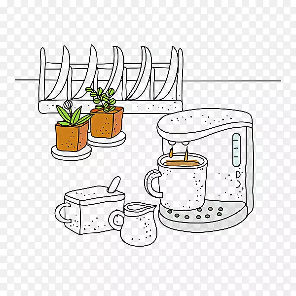 咖啡设计师插图-煮咖啡