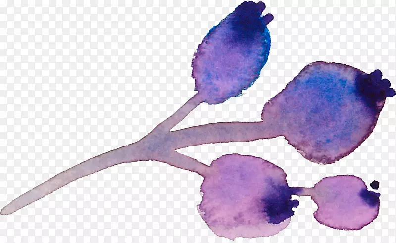水彩画-浪漫的紫色浆果水彩