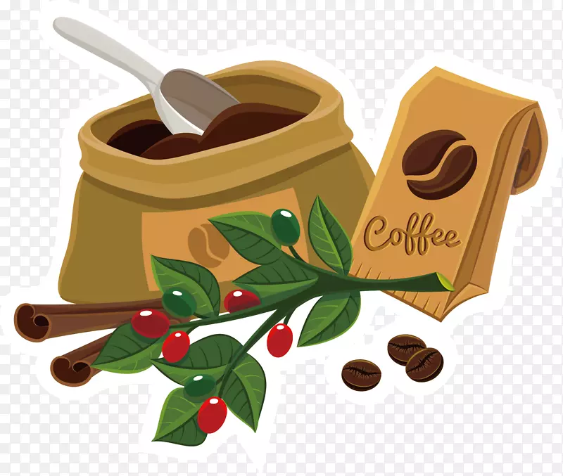 咖啡豆咖啡厅剪贴画手绘咖啡粉