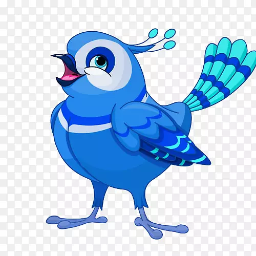鸟类绘画-免费剪贴画-唱蓝鸟