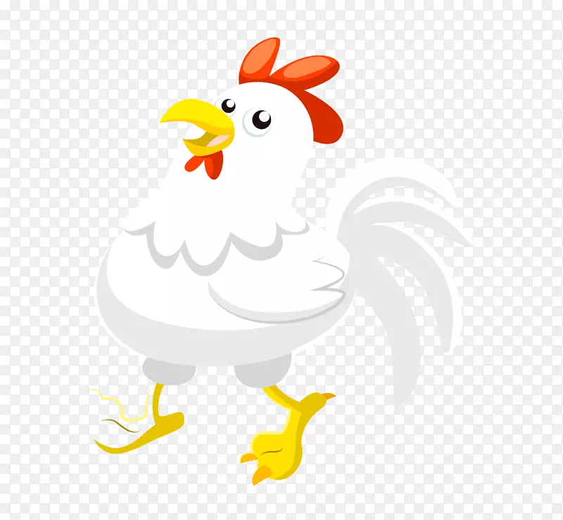 鸡鸭-白色卡通复活节公鸡