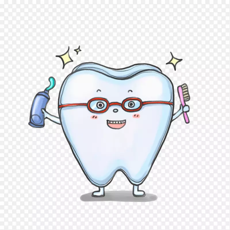牙刷牙科蛀牙健康手绘卡通牙
