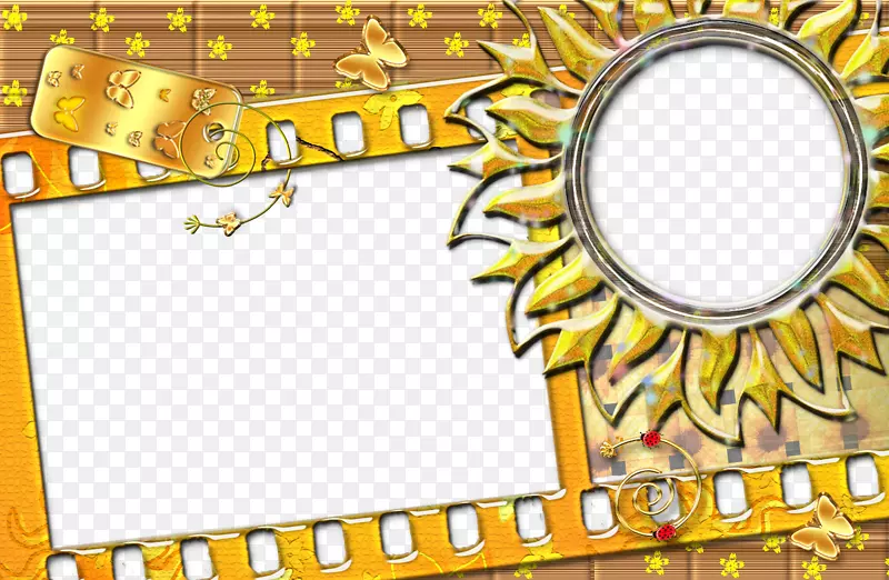摄影胶片框画框.黄色太阳复古装饰胶片