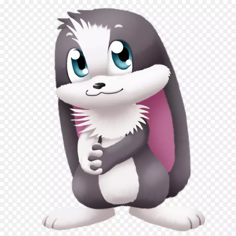 兔我的旋律兔手绘兔，灰色，牵着手，卡通兔子