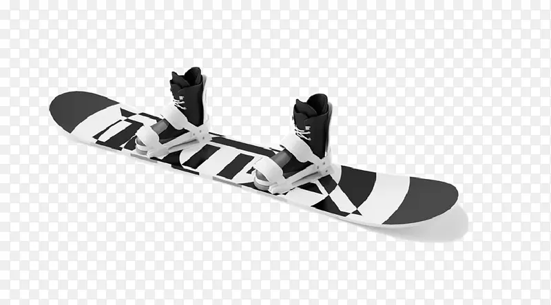 贴图运动器材滑雪板-黑白滑板和滑板鞋，无扣材料