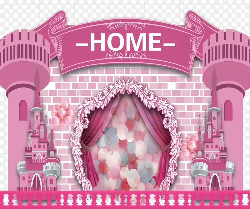 粉红卡通下载-粉红童话城堡创意背景