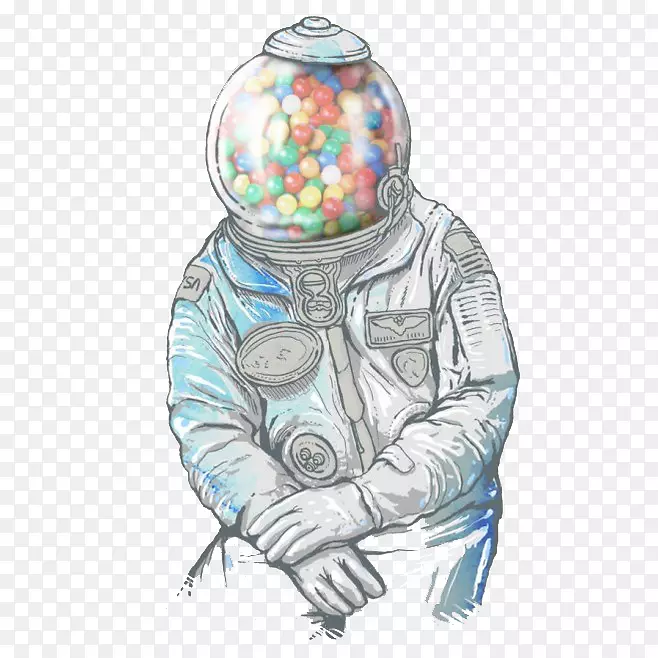 口香糖，泡泡糖机，泡泡糖，t恤，宇航员