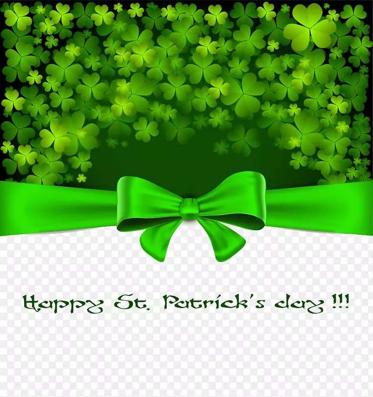 爱尔兰圣帕特里克斯日3月17日爱尔兰人假日-三叶草和绿色蝴蝶结背景图片