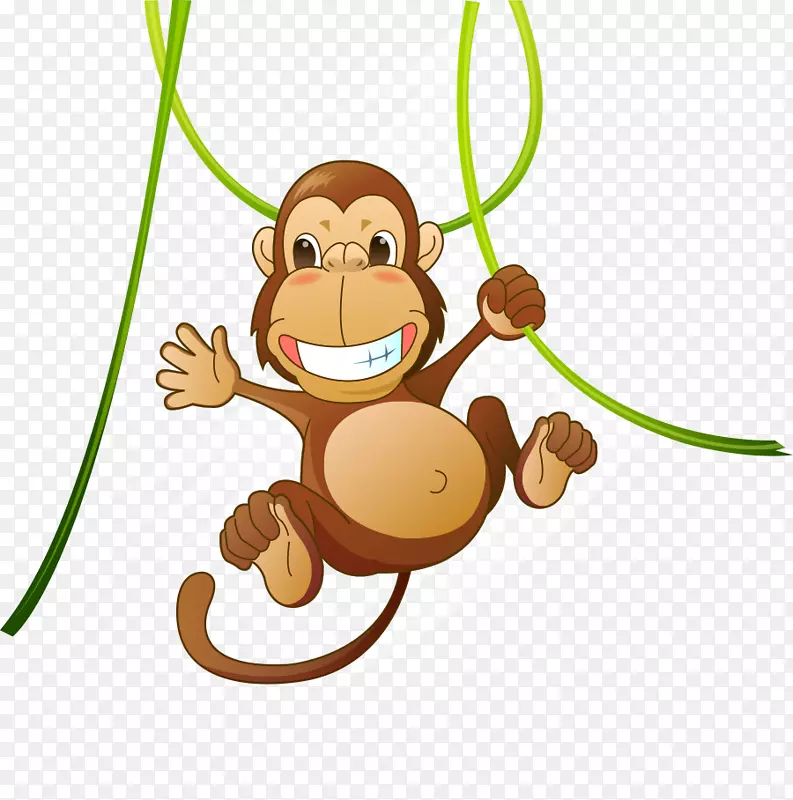 婴儿丛林动物剪贴画-可爱的动物卡通猴子