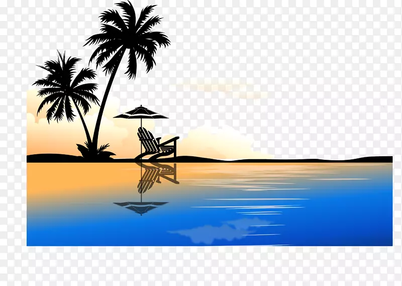槟榔科剪贴画-阳光海滩