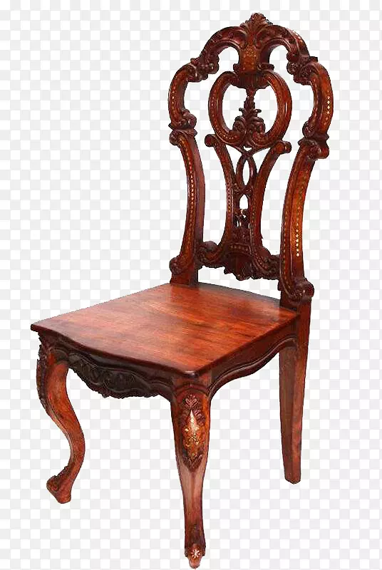 桌椅木-家庭复古雕刻桃花心木椅