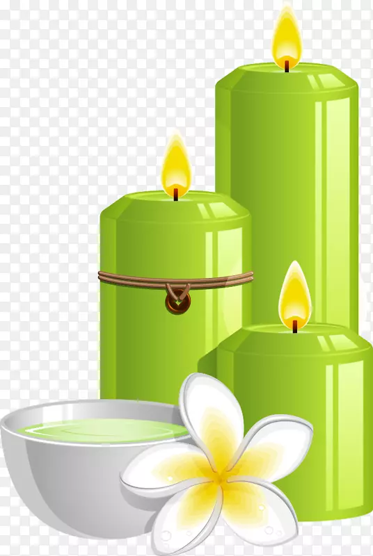水疗图-绿色蜡烛和法郎