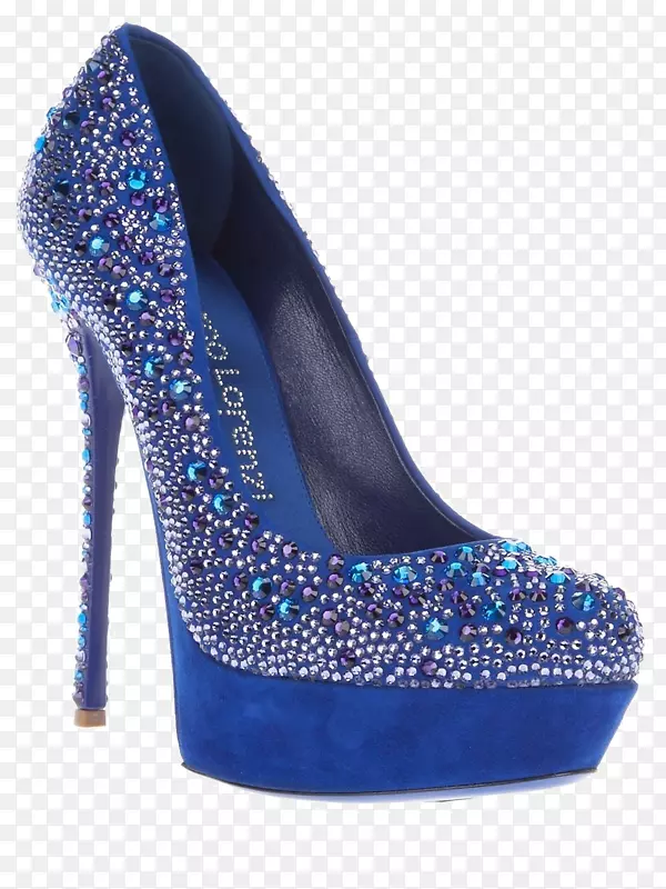 拖鞋，高跟鞋，庭院鞋，平台鞋-钱马可以洛伦兹深蓝色钻石高跟鞋。
