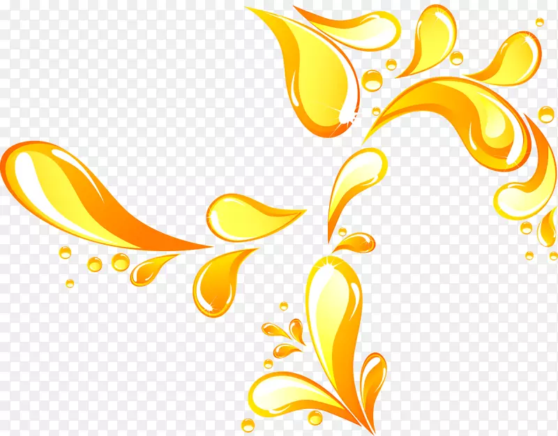 黄色滴液剪贴画-美丽的金色水滴