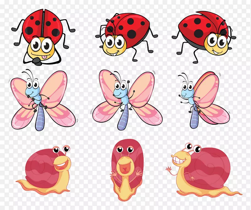 昆虫蝴蝶动画剪辑艺术-卡通昆虫收藏
