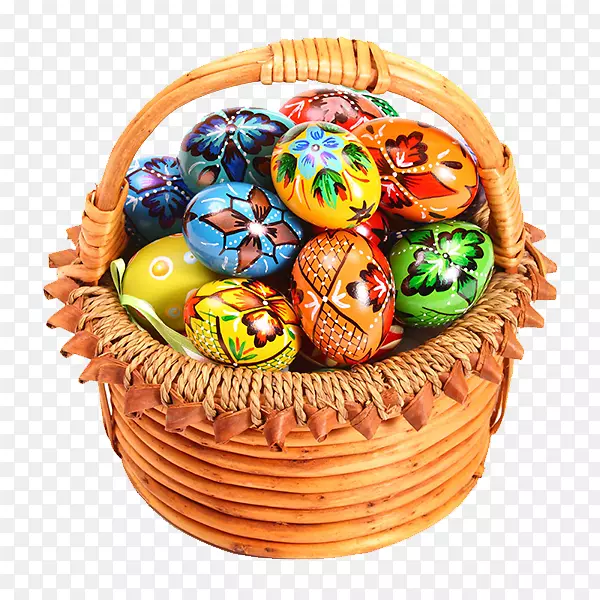 复活节兔子篮子里的复活节彩蛋