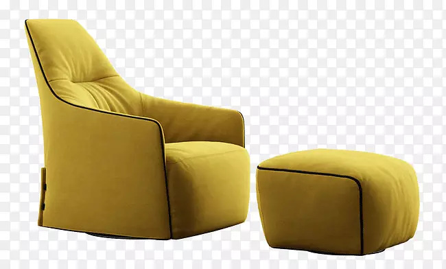 Eames躺椅，桌子，沙发，三维造型，脚凳-黄色扶手椅