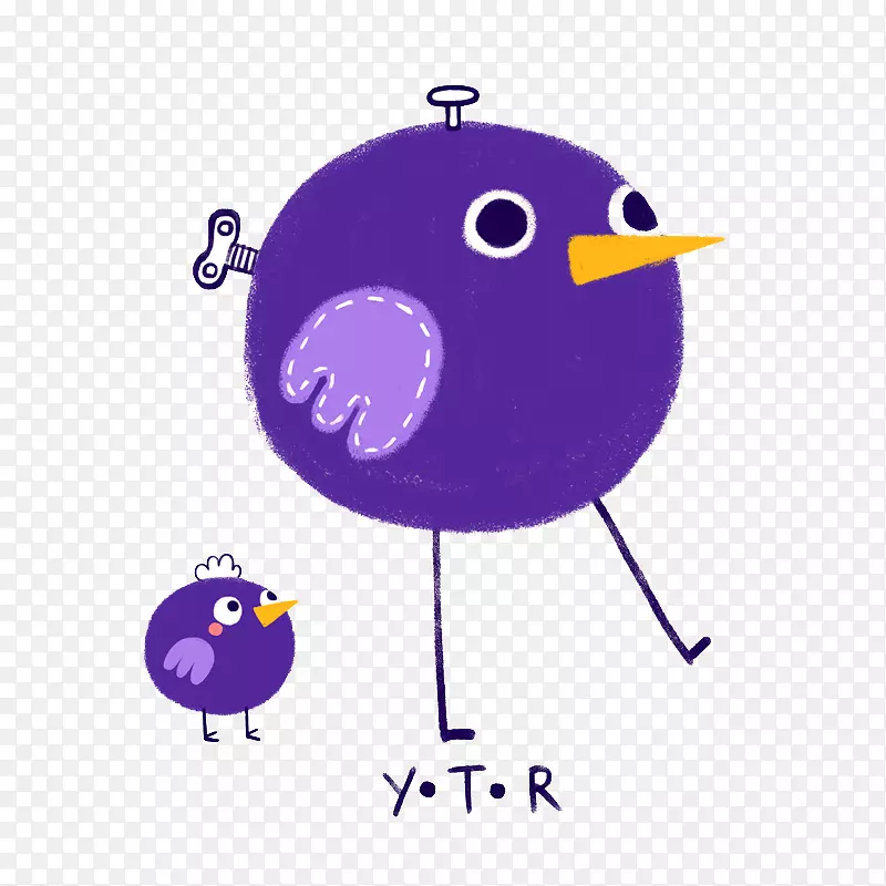 机器人创意插图-创意紫色机器小鸡