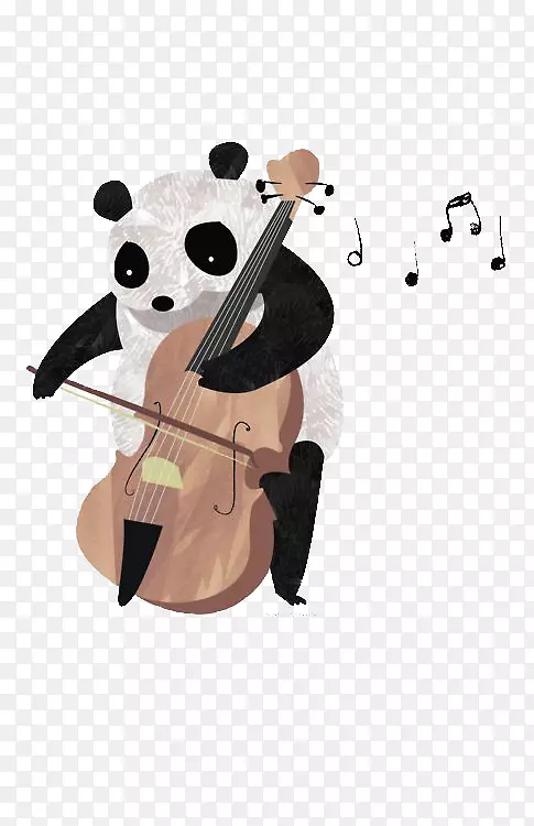 卡通小提琴插图-熊猫小提琴