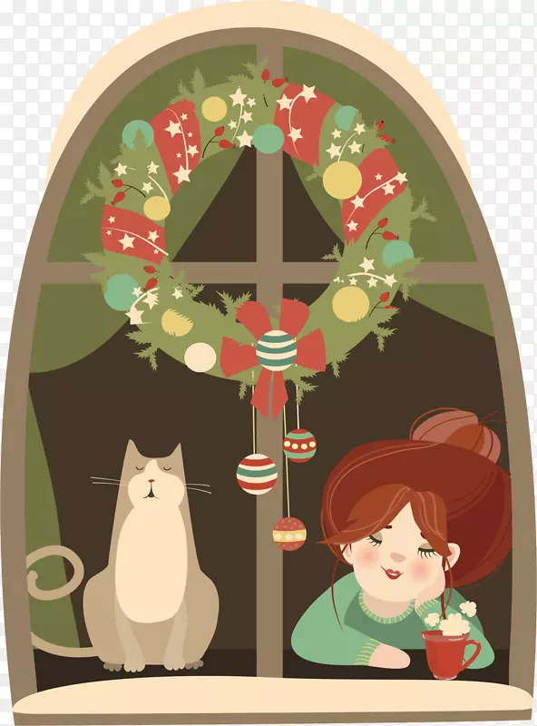 圣诞老人圣诞插画-小猫公主