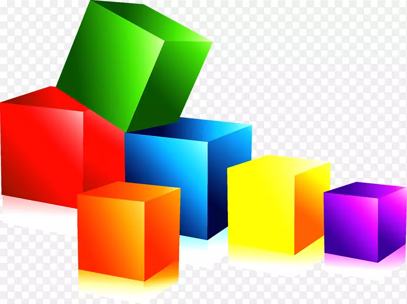 几何抽象图形设计.彩色立方体