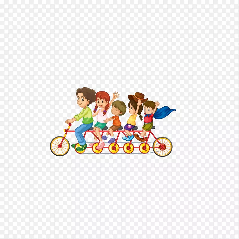 家庭父亲插图-卡通儿童骑自行车