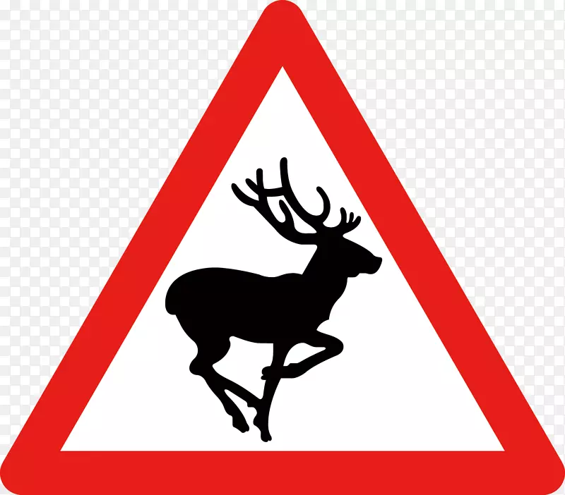 马野生动物警示标志交通标志注意避让鹿