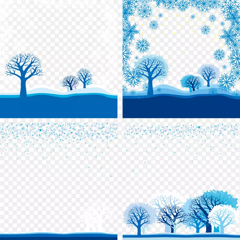 雪冬插画-雪花卡片装饰树