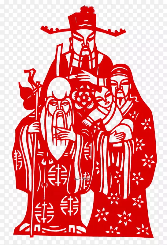三星彩深路兴剪纸神-三星送祝福纸剪纸艺术作品