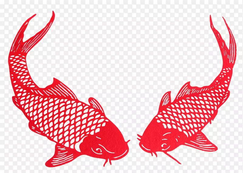 鲤鱼剪纸红插图双鱼座玩剪纸
