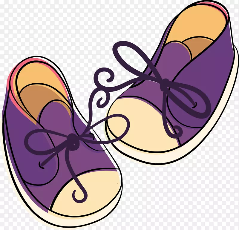 婴儿鞋男孩插图.卡通紫色鞋