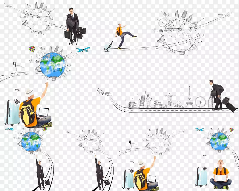 旅游平面设计插图-旅游商人
