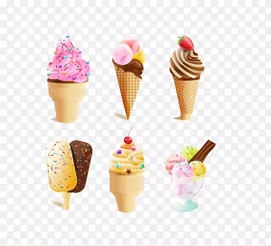 冰淇淋筒巧克力冰淇淋圣代-各种冰淇淋形象