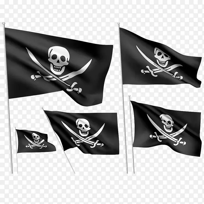 喜乐罗杰海盗旗头骨和十字骨-头颅骷髅头横幅