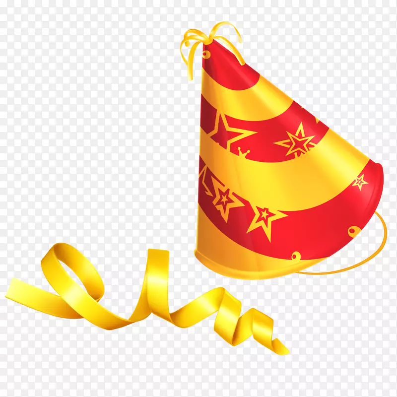 祝你生日快乐，祝你生日快乐-黄色彩带和节日帽