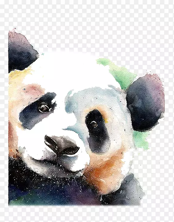 大熊猫水彩画-大熊猫