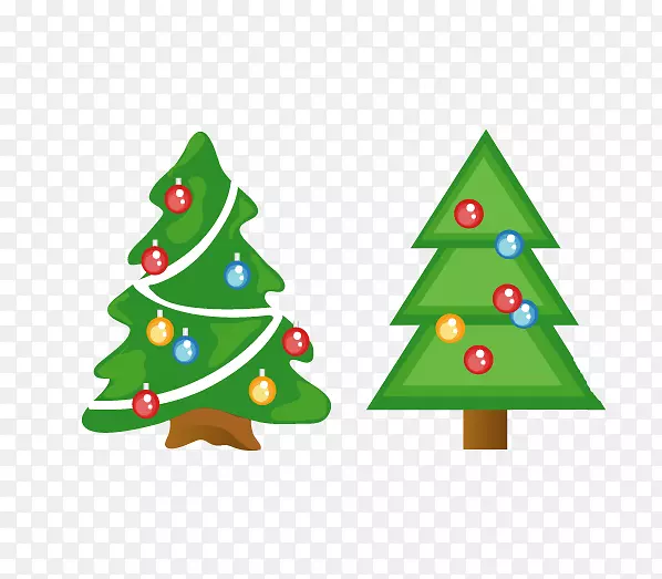 圣诞老人圣诞树装饰-绿色卡通圣诞树