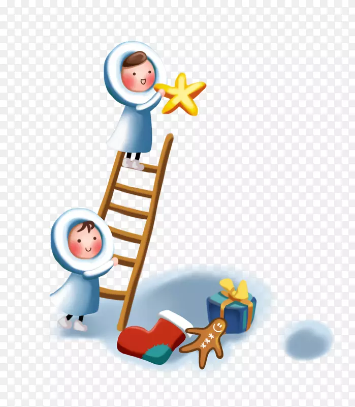 儿童圣诞节喂可爱绳拼图卡通圣诞可爱的孩子爬楼梯