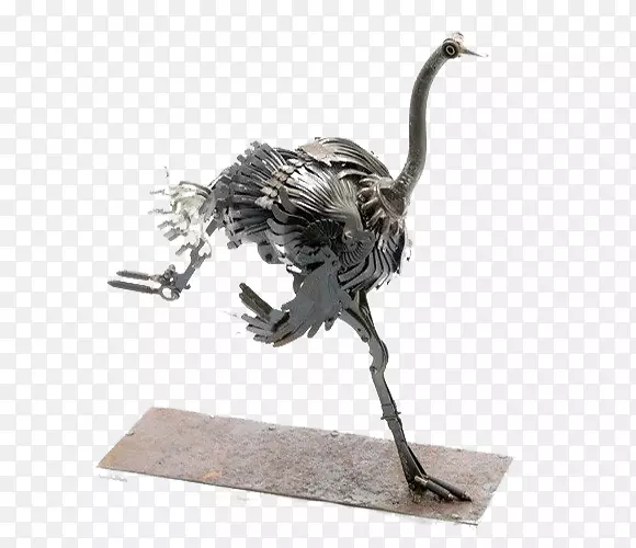 金属雕塑废料回收动物.金属缝合鸵鸟
