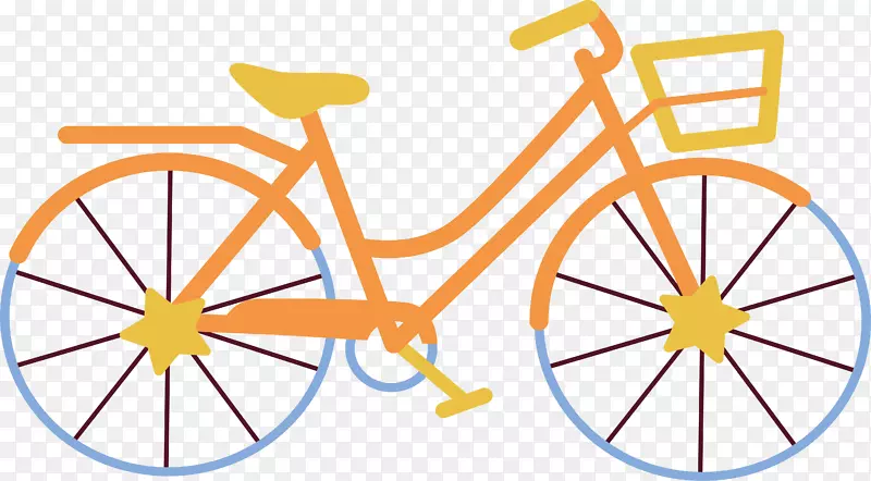 自行车车轮道路自行车车架混合自行车橙色卡通自行车