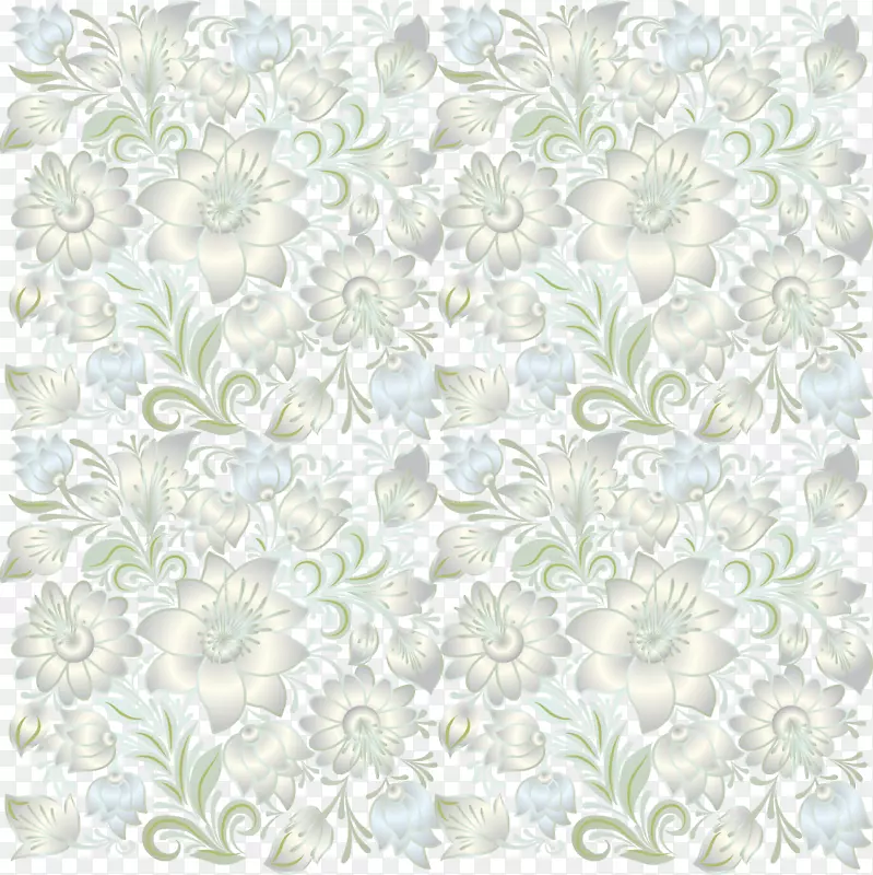 花卉设计绿色花边图案-银花背景