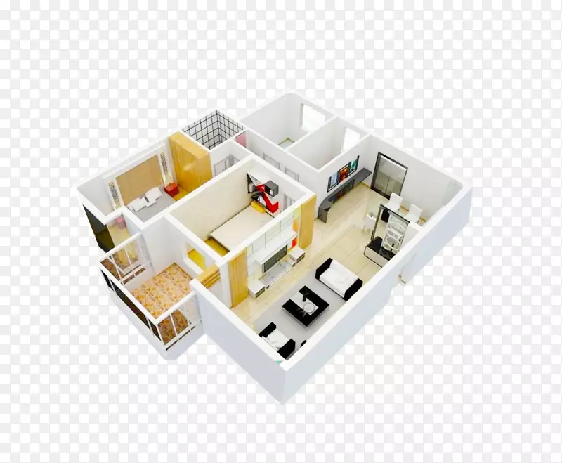 家用自动化建筑wi-fi系统房屋.3d建筑模型