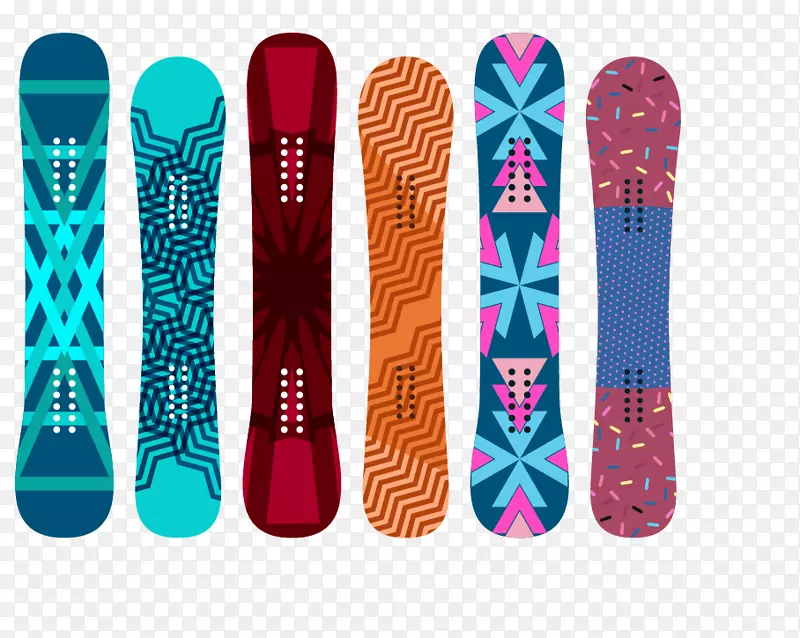 滑雪板滑雪冬季运动.彩色几何图案滑雪板