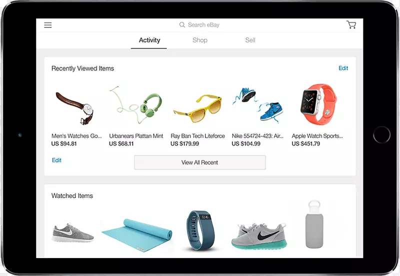 ebay移动应用程序在线购物android IOS-数字iPad