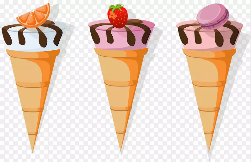 冰淇淋剪贴画手绘三个甜锥