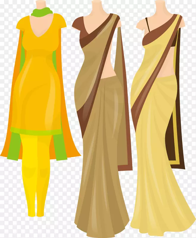 印度服装、婚纱、剪贴画-复古女性