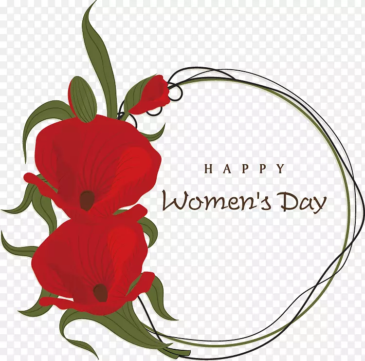 国际妇女节妇女贺卡3月8日-妇女节鲜花装饰元素