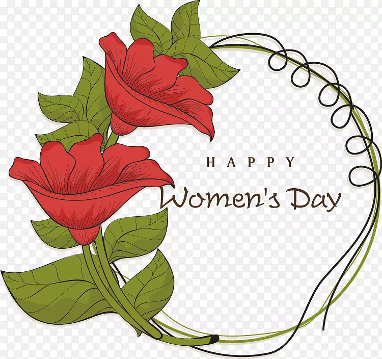 国际妇女节剪贴画-妇女节花卉装饰元素